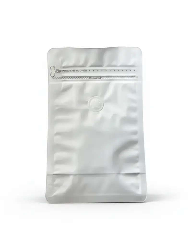  Bolsas Fondo plano trilaminado 130mm x 200mm y fuelle de 70mm c/válvula. (4)