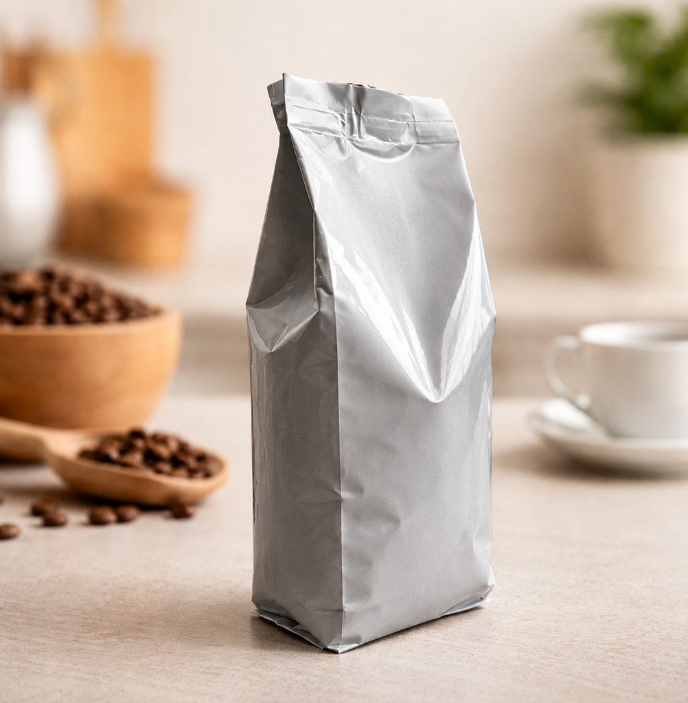 Bolsa con fuelle Aluminio trilaminada 80 x 260 + 55mm. Para café x 250g (35) (250)